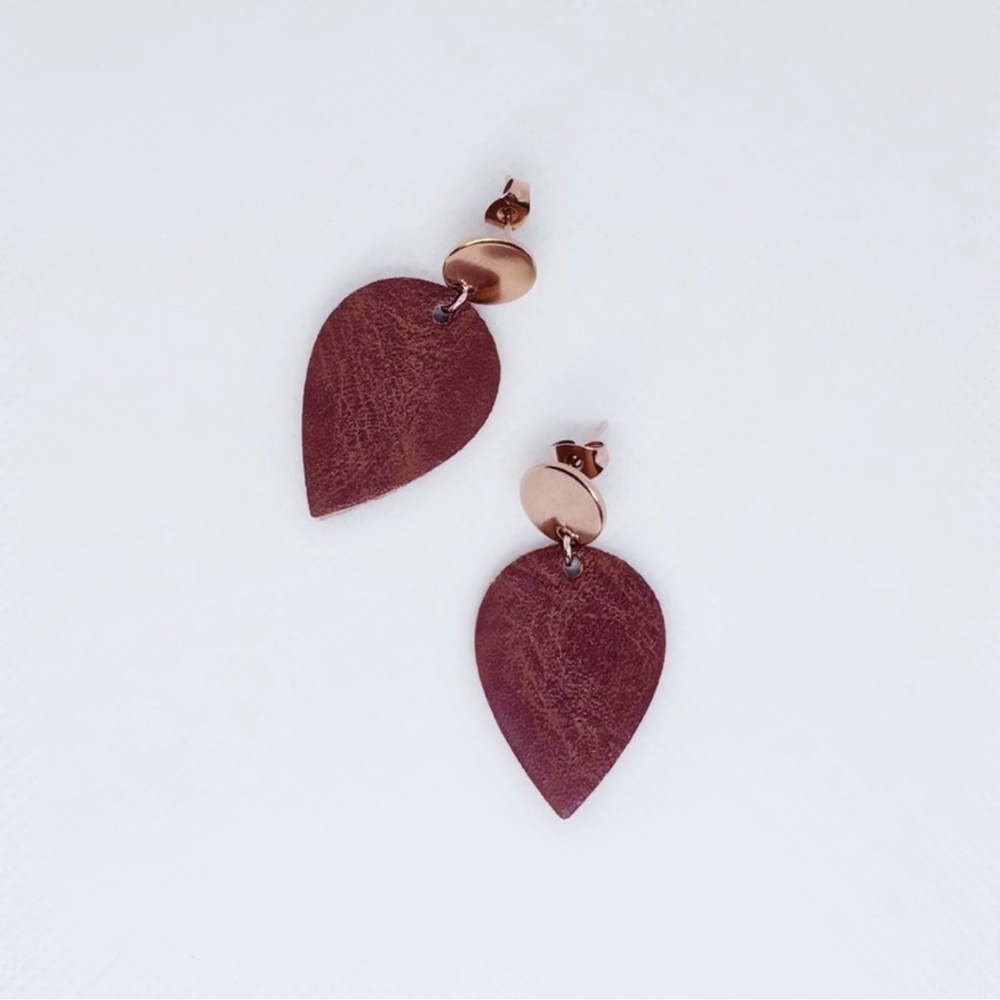 Artisan Handcrafted 10k Rose Gold Plated
Sterling Silver Faux Leather Earrings! - Picture 5 of 10